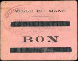 Bon de n�cessit� de Un repas - Bureau de Bienfaisance du Mans (Sarthe - d�partement 72) - dos