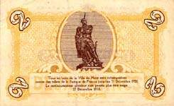Bon de 2 francs - 27 d�cembre 1918 - Ville de Metz - dos