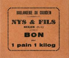 Bon pour 1 pain 1 kilog - Boulangerie du Courdein - Nys & Fils - Nexon (H.-V.)