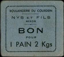 Bon pour 1 pain 2 kgs - Boulangerie du Courdein - Nys & Fils - Nexon (H.-V.)