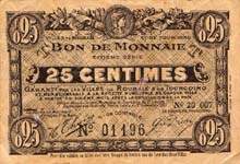 Billet des villes de Roubaix et de Tourcoing - 25 centimes - Dixi�me s�rie - n�01196 - avers