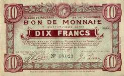 Billet des villes de Roubaix et de Tourcoing - 10 francs - quatorzi�me s�rie - 8060- n�16023 - avers