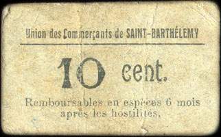 Bon de 10 centimes - Union des Commerçants de Saint-Barthélemy - Saint-Barthélemy (Lot-et-Garonne - département 47) - face