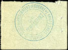 Bon de n�cessit� de la 13e R�gion - Prisonniers de Guerre - n� 15,477 - 0,25 franc - dos avec cachet