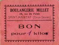 Bon pour 1 kilo - Boulangerie Millet - 24, rue du Palais - Saint-Maixent (Deux-Sèvres - département 79) - face
