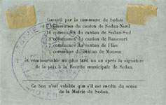 Bon de 50 centimes - décision de l'Assemblée Générale du 26 février 1916 - Syndicat Ardennais de Ravitaillement - Sedan - dos