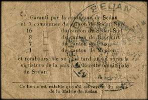 Bon de 25 centimes - décision de l'Assemblée Générale du 26 février 1916 - Syndicat Ardennais de Ravitaillement - Sedan - dos