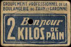 Bon pour 2 kilos de pain du Groupement Professionnel de la Boulangerie de Tarn-et-Garonne (d�partement 82) - face