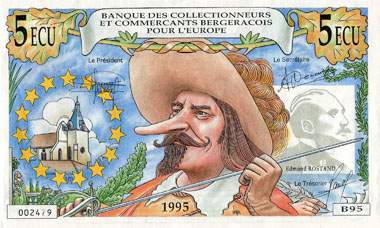 Billet de 5 ecu (35 francs) 1995 - Banque des collectionneurs et des commer�ants bergeracois pour l'Europe - face
