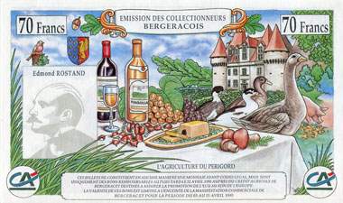 Billet de 10 ecu (70 francs) 1995 - Banque des collectionneurs et des commer�ants bergeracois pour l'Europe - dos