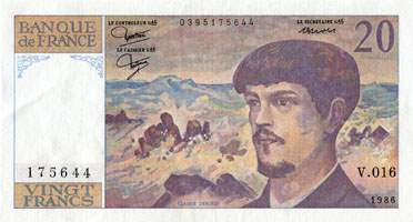 Billet de 20 francs DEBUSSY - De 1980 � 1989 - face