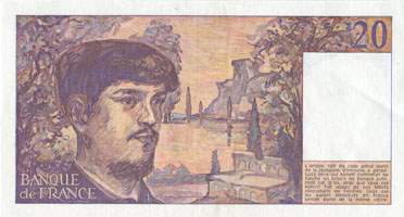 Billet de 20 francs DEBUSSY - De 1980 � 1989 - dos