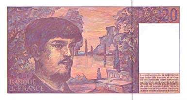 Billet de 20 francs DEBUSSY modifi� - De 1995 � 1997 - dos