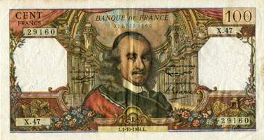 Billet de 100 francs CORNEILLE - Du 2 avril 1964 au 1er février 1979 - face