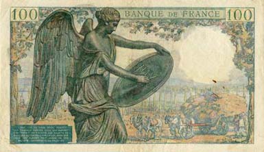 Billet de 100 francs DESCARTES - Du 15 mai 1942 au 19 mars 1945 - dos