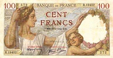 Billet de 100 francs SULLY - Du 19 mai 1939 au 15 mai 1942 - face