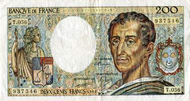Billet de 200 francs MONTESQUIEU - De 1981 � 1992 - face