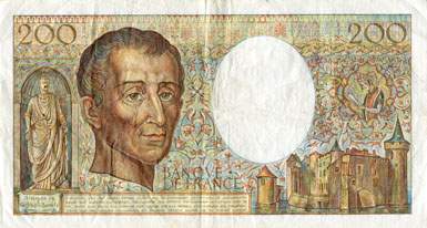 Billet de 200 francs MONTESQUIEU - De 1981 � 1992 - dos