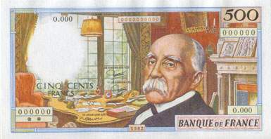 Billet de 500 francs CLEMENCEAU - Prototype non �mis - face