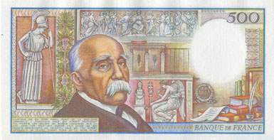 Billet de 500 francs CLEMENCEAU - Prototype non �mis - dos