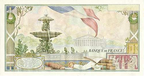 Version de verso 1976 du billet de 500 francs Cl�menceau non �mis