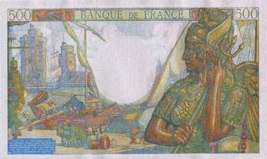 Billet de 500 francs COLBERT - Du 4 janvier 1940 au 19 avril 1945 - dos