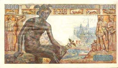 Billet de 1000 francs DEMETER - Du 28 mai 1942 au 6 avril 1944 - dos