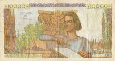 Billet de 10 000 francs GENIE FRANCAIS - Du 27 dcembre 1945 au 7 juin 1956 - dos