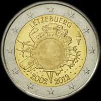 Luxembourg 2012 - 10 ans de circulation de l'euro - 2 euro commémorative