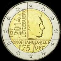 Luxembourg 2014 - 175 ans d'Indépendance du Grand-Duché du Luxembourg - 2 euro commémorative