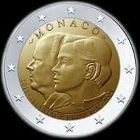 Monaco 2021 - 10 ans de mariage du Prince Albert et de la Princesse Charlène - 2 euro commémorative