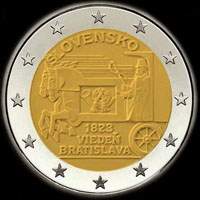 Slovaquie 2023 - 200 ans de la voie postale hippomobile Vienne-Bratislava - 2 euro commmorative