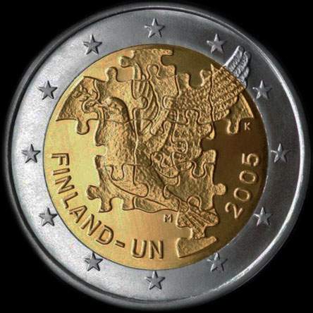 Finlande 2005 - 60 ans de l'ONU et 50 ans de l'Adh�sion de la Finlande � l'ONU - 2 euro comm�morative
