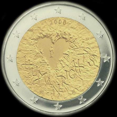 Finlande 2008 - 60 ans de la D�claration Universelle des Droits de l'Homme - 2 euro comm�morative