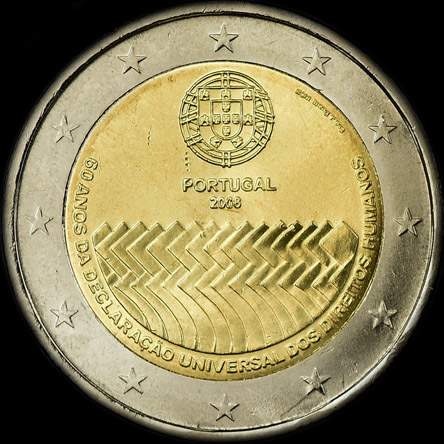 Portugal 2008 - 60 ans de la D�claration Universelle des Droits de l'Homme - 2 euro comm�morative