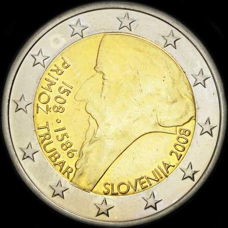 Slov�nie 2008 - 500 ans de Primo&zcaron; Trubar - 2 euro comm�morative