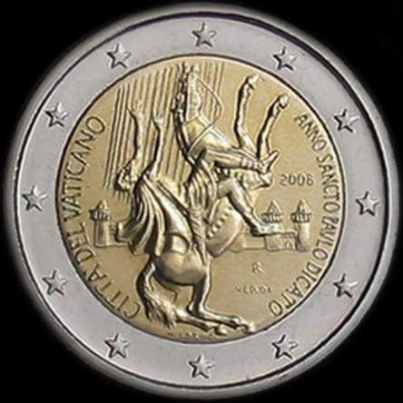 Vatican 2008 - Ann�e de Saint-Paul - 2 euro comm�morative