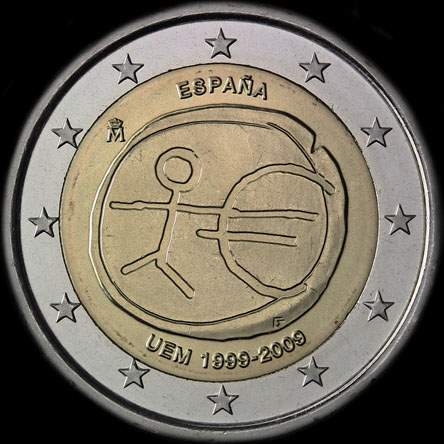 Espagne 2009 - 10 ans de l'UEM - 2 euro comm�morative