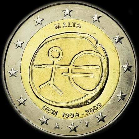 Malte 2009 - 10 ans de l'UEM - 2 euro comm�morative