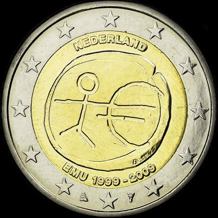 Pays-Bas 2009 - 10 ans de l'UEM - 2 euro comm�morative