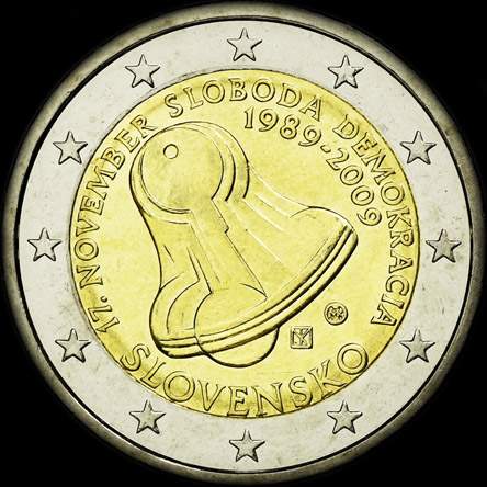 Slovaquie 2009 - 20 ans de la R�volution de Velours - 2 euro comm�morative