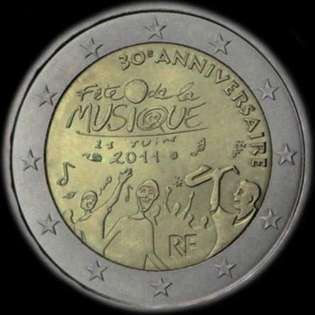 France 2011 - 30 ans de la F�te de la Musique - 2 euro comm�morative