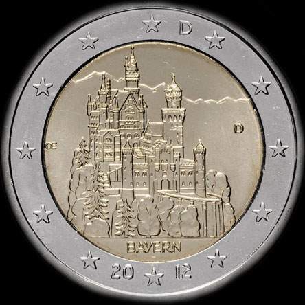 Allemagne 2012 - Bavière: Château de Neuschwanstein - 2 euro commémorative