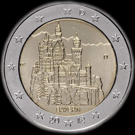 Allemagne 2012 - Bavi�re: Ch�teau de Neuschwanstein - 2 euro comm�morative