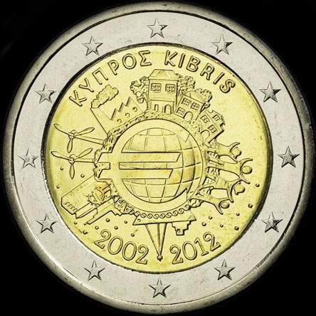 Chypre 2012 - 10 ans de circulation de l'euro - 2 euro comm�morative
