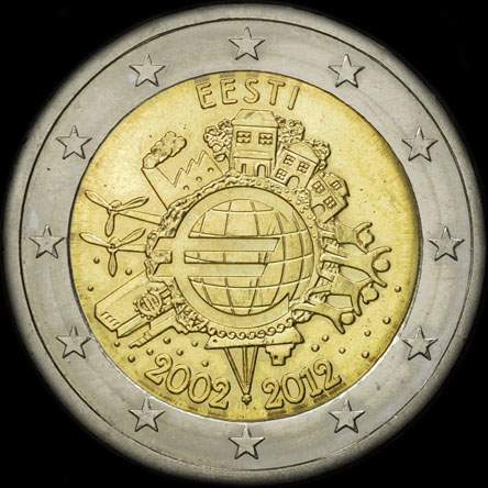 Estonie 2012 - 10 ans de circulation de l'euro - 2 euro comm�morative