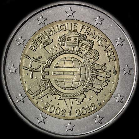 France 2012 - 10 ans de circulation de l'euro - 2 euro comm�morative