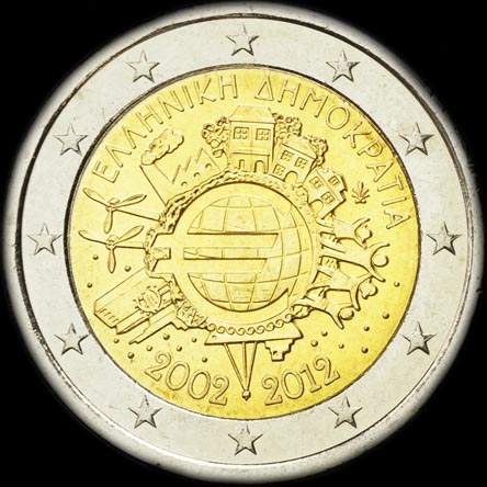 Gr�ce 2012 - 10 ans de circulation de l'euro - 2 euro comm�morative