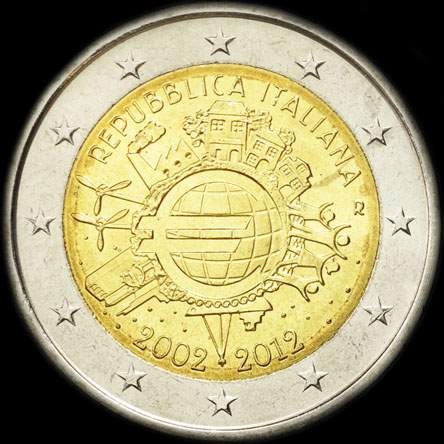Italie 2012 - 10 ans de circulation de l'euro - 2 euro comm�morative