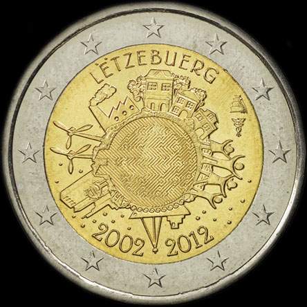 Luxembourg 2012 - 10 ans de circulation de l'euro - 2 euro comm�morative